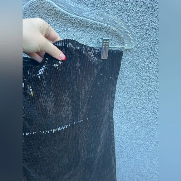 NBD Kalindi Midi Dress in Black Sequin & Feather Trim Size Medium - Picture 7 of 10